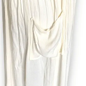 Vintage 90s Linen Rayon Colorblock Maxi Dress Boho Neutral Cottage Patch Pockets thumbnail 8
