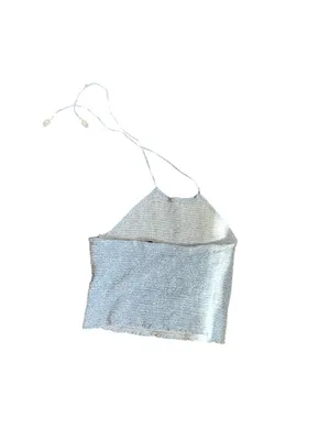 Women's J.Crew Liberty Fabric Halter Crop Top Blue White Size S thumbnail 3