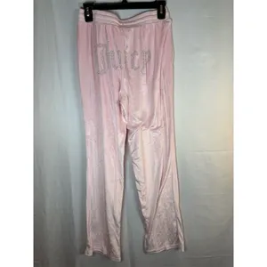 Juicy Couture Pajama Pants Womens S Pink Velour Rhinestone Logo Y2K thumbnail 5