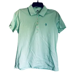 Peter Millar Women's Polo Top Blue Green Medium Preppy Casual thumbnail 1