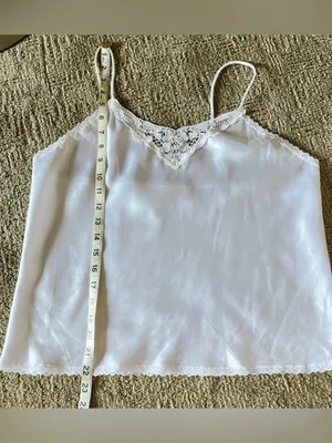 Vintage body chic White Lace Trim bejeweled pearl detail Satin Camisole thumbnail 6