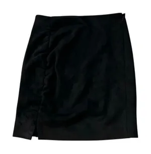 Free People Mini Skirt Black Faux Suede Leather Ruched Size 0 Short thumbnail 1