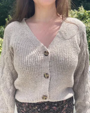 Classic tan cardigan thumbnail 1