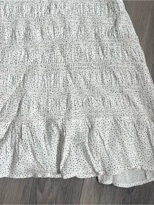 NWT Express White Black Polka Dot Smocked Midi Dress XL Tie Strap thumbnail 4