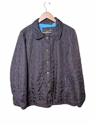Coach Signature Quilted Jacket Brown Blue Lined Y2K Preppy Size Medium thumbnail 4