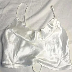 ZARA satin cowl neck tie crop top thumbnail 1