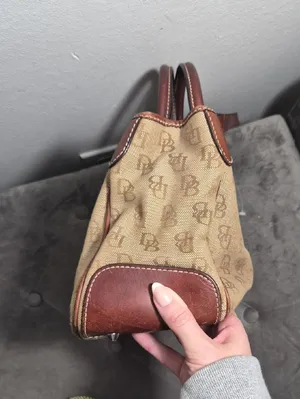 Y2K Dooney & Bourke Purse Brown Monogram wLeather Trim Shoulder Bag Vintage thumbnail 11
