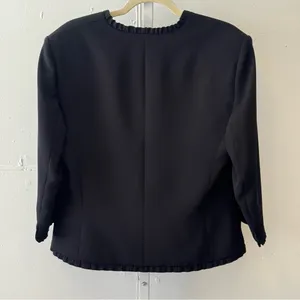 Vintage Tahari ASL Classic Career Ruffle Regular Fit Blazer Jacket Black Size 16 thumbnail 2