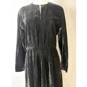 Vintage Donna Morgan Black Velvet Maxi Dress Long‎ Sleeve Side Zip 13/14 thumbnail 14