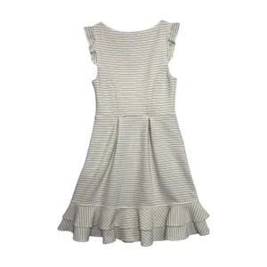 Anthropologie Maeve Dress Womens 4 Ivory Striped Fit Flare Ruffle Party Cottage thumbnail 2