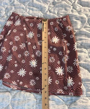 Altar’d State Brown Daisy Checkerboard Mini Skirt Size Small thumbnail 5