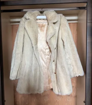 Vintage Cream Fur Coat - Women's Winter Jacket thumbnail 1