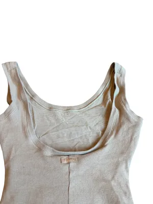 Skims Cotton Ribbed Bodysuit Neutral Taupe Stretch One Piece Slimming Size Small thumbnail 8