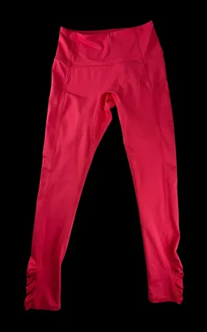 Free People Bright Pink High-Waist Leggings with Ruched Ankles thumbnail 1