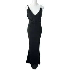 Halara Womens Size Large V Neck Mermaid Maxi Dress Black Adjustable Straps‎ NWOT thumbnail 2