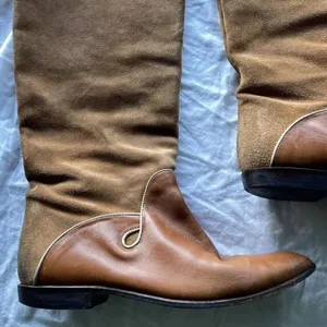 Vintage M Giovanni Z Women’s Leather Long Boots Brown Heel Western Sz 7 Italy thumbnail 3