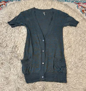 Free people short sleeved button down cardigan size small thumbnail 1