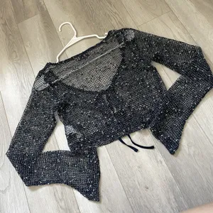 Edikted Crochet Cardigan idra open knit womens Navy Blue (xsmall) festival y2k thumbnail 4