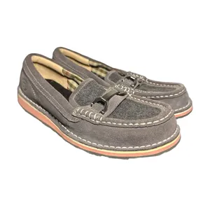 Ariat Womens Cruiser Grey Suede Moccasin Loafers Metal Horse Bit Detail 6.5 B thumbnail 2