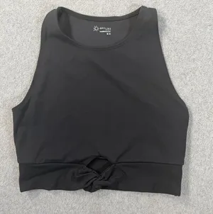 OFFLINE by Aerie Size Medium Black Knot Front Cropped Tank Top Activewear thumbnail 1