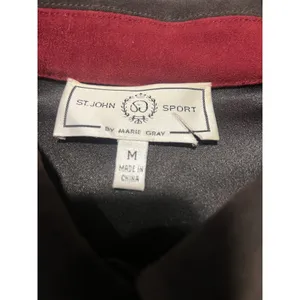 St John Sport Dark Brown Polyester Blend Faux Suede Snap Front Epaulet Jacket M. thumbnail 3