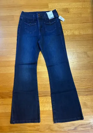 Gap 70's Flare High Rise Denim Stretch Blue Jeans Women's 28 6 Short NWT thumbnail 1