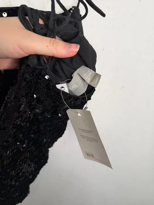 NWT ASOS Cross Back Black Sequin Strappy Cami | US 4 thumbnail 4