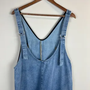 Denim Jean Baggy Overall Jumpsuit Womens Small Blue Sleeveless Adjustable Straps thumbnail 7