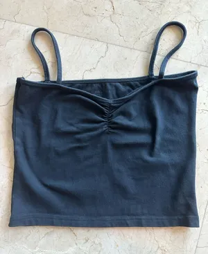 Brandy Melville Spaghetti Strap Ruched Front Crop Tank Top thumbnail 1