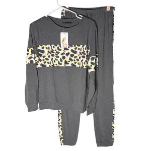 NWT PRETTYGARDEN Leopard Lounge Set‎ Joggers Top Dark Gray Small thumbnail 5
