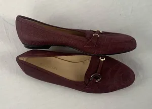 Rangoni Croc Embossed Leather Loafers in‎ Eggplant Size 8 thumbnail 1
