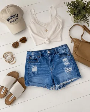 American Eagle Ripped Jean Shorts thumbnail 2