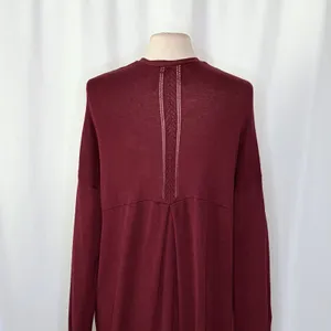 By ANTHROPOLOGIE Pointelle‎ Long Cardigan Sweater Purple Burgundy Cottage Medium thumbnail 9