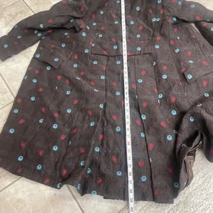 Irene van ryb Vintage Brown Textured Floral Long Coat size 40/ USA 6-8 WOOL thumbnail 7