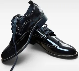 🔥 MIDNIGHT VELVET Studded Patent Wingtip Oxfords 7M Major Whimsygoth Vibes 🔥 thumbnail 1