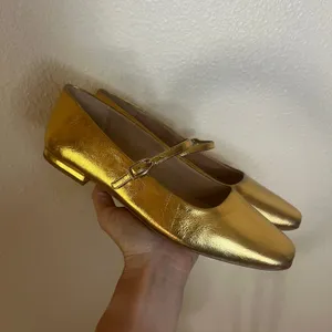 Franco Sarto Valie Mary Jane Faux Leather flats in gold WOMENS 10 thumbnail 2