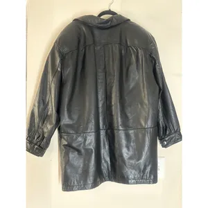 VTG Jacqueline Ferrar Women Large Black Genuine Leather Heavy Jacket Coat Large thumbnail 2