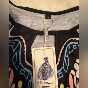 Elegant Black Tunic with Colorful Embroidery Size L thumbnail 3