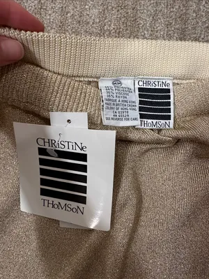 Christine Thomson Gold Unlined Deadstock Midi Skirt Vintage Women Size Medium thumbnail 5
