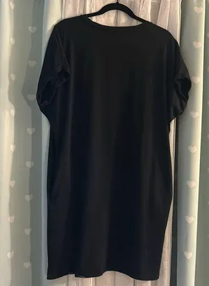 New York & Co Size M Black Cuffed T Shirt Dress thumbnail 7