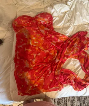 Hello Molly Orange Floral Mini Dress thumbnail 1