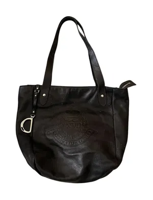 Lauren Ralph Lauren Vintage Black Pebbled Leather Tote Shoulder Bag Purse thumbnail 1