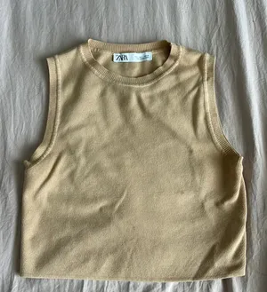 Sleeveless Knit ZARA Top Crop Tank thumbnail 1
