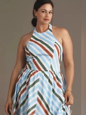 Anthropologie‎ Maeve Halter Striped Midi Sundress Size XL thumbnail 2