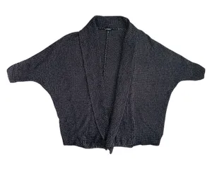 Express Wmn's BW Textured Knit Batwing Open Front Cardigan Shrug‎ Sweater XS/S thumbnail 1