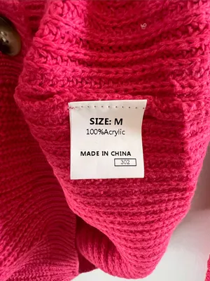 Women’s Hot Pink V-Neck Button Cardigan Sweater thumbnail 2