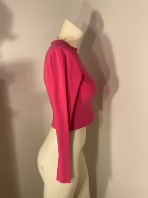 SKIMS NWT Cropped Long Sleeve T-Shirt Top AP-LGS-1370 Raspberry 2X thumbnail 3