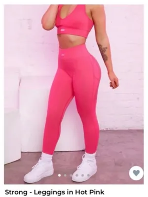 Bo+Tee Strong Ribbed Butt Lifting Leggings Size Small - Hot Pink thumbnail 4