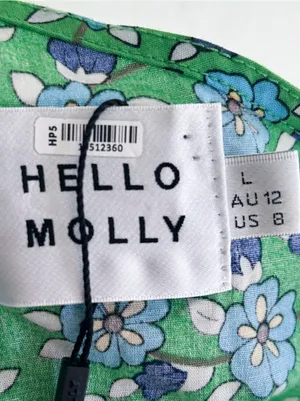 Hello Molly Rejuvenate Dress Green Floral One Shoulder Wrap Mini Dress Sz 8 thumbnail 6