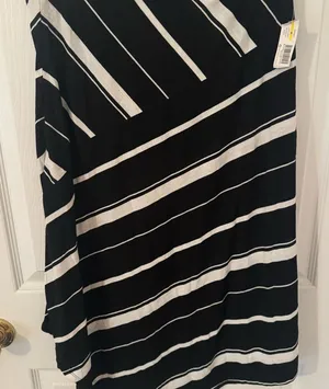 New Directions Black and White Striped Skirt thumbnail 1